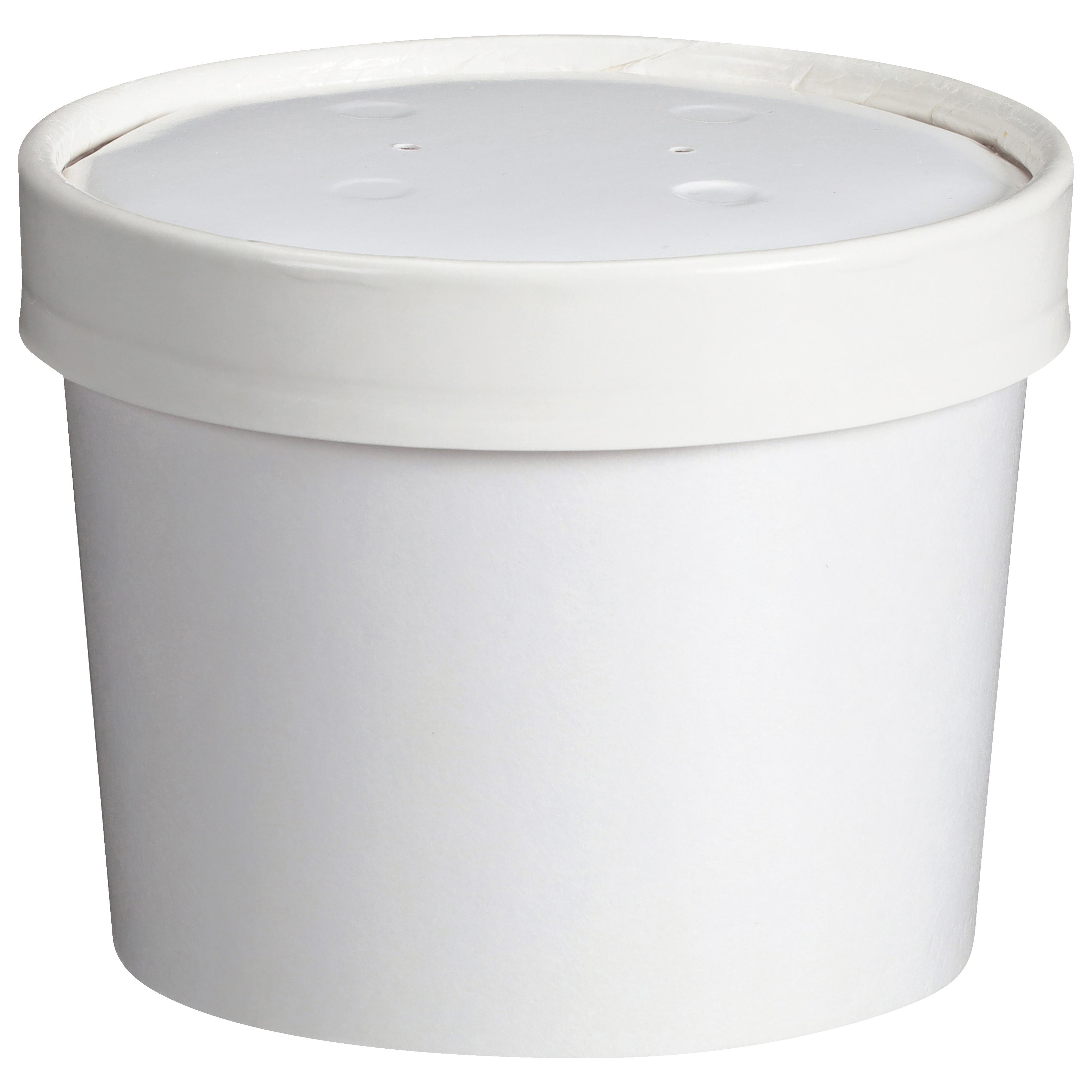 Soup Food Container Base & Lid Combo With Flat Lid 12 OZ Paperboard White Round 250/Case