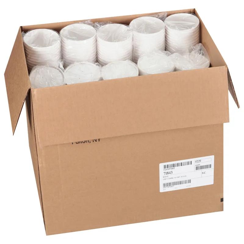 Soup Food Container Base & Lid Combo With Flat Lid 12 OZ Paperboard White Round 250/Case