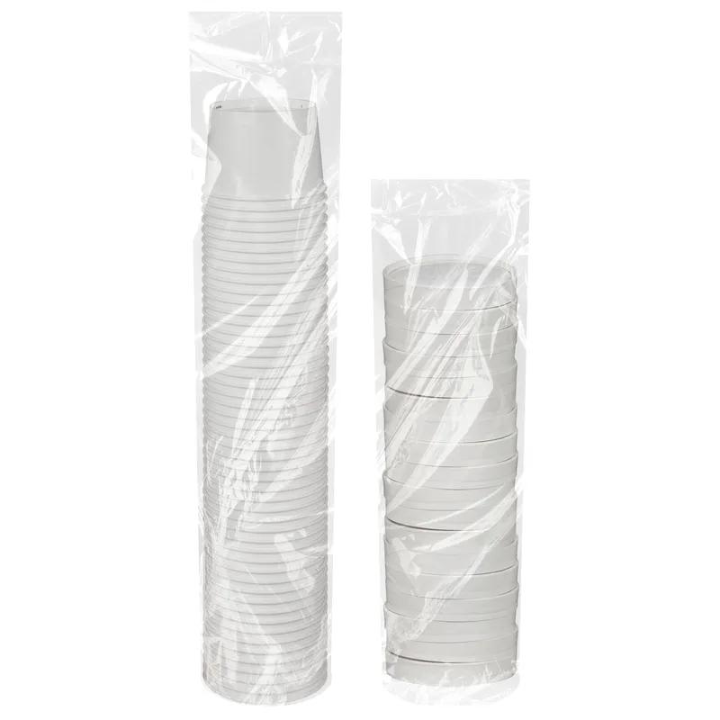 Soup Food Container Base & Lid Combo With Flat Lid 12 OZ Paperboard White Round 250/Case