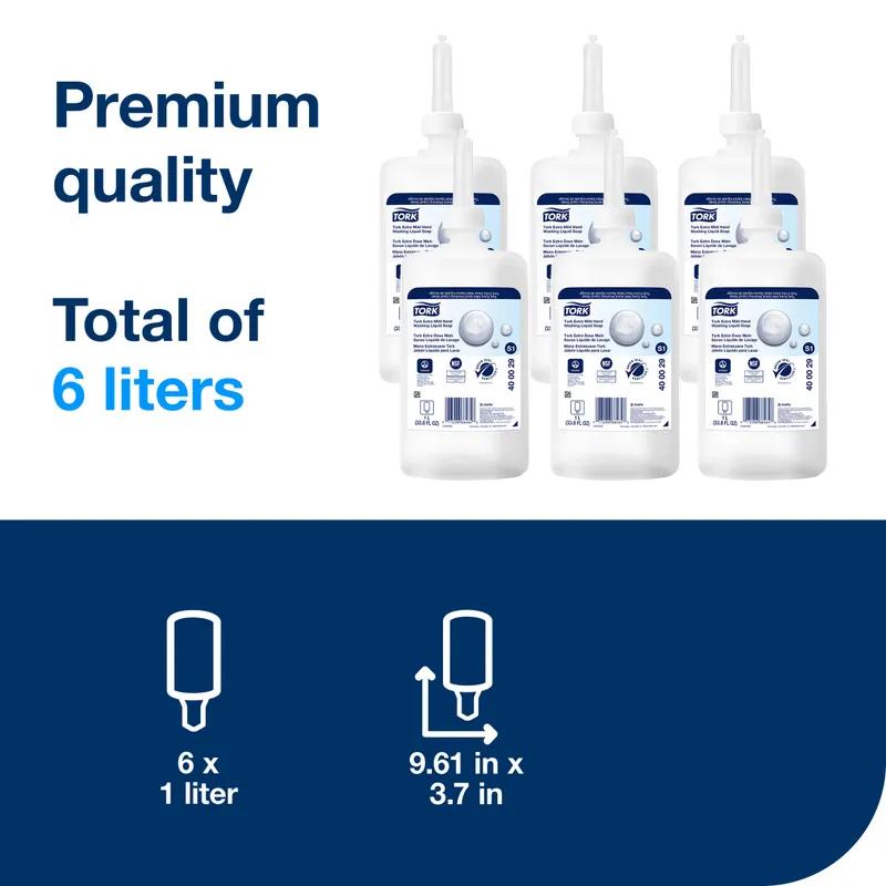 Tork Hand Soap Liquid 1 L Perfume-Free Clear Lotion Extra Mild For S1 1 Count/Pack 6 Packs/Case 6 Count/Case