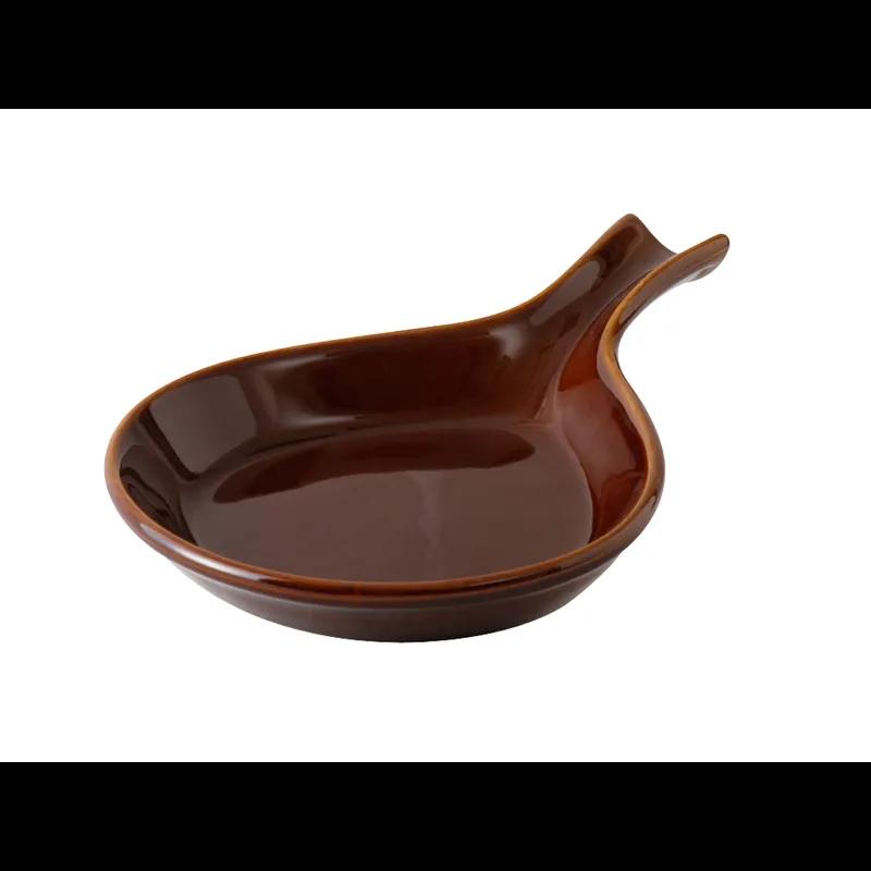Fry Pan Server 12.75 IN 28.5 OZ China Caramel Oblong Fully Vitrified 6/Case
