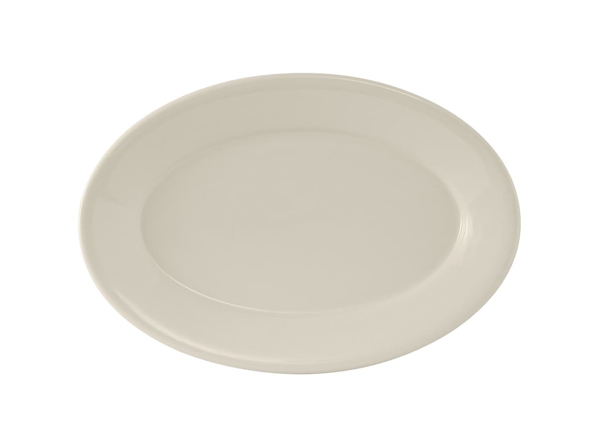 Reno Platter 11.625X8.25 IN China Eggshell Oval Wide Rim Rolled Edge Fully Vitrified 12/Case
