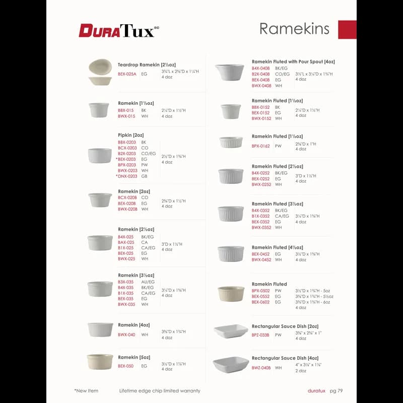 Ramekin 3 IN 2.5 OZ China Eggshell Round Fluted Fully Vitrified Oven Safe Dishwasher Safe Microwave Oven Safe 48/Case