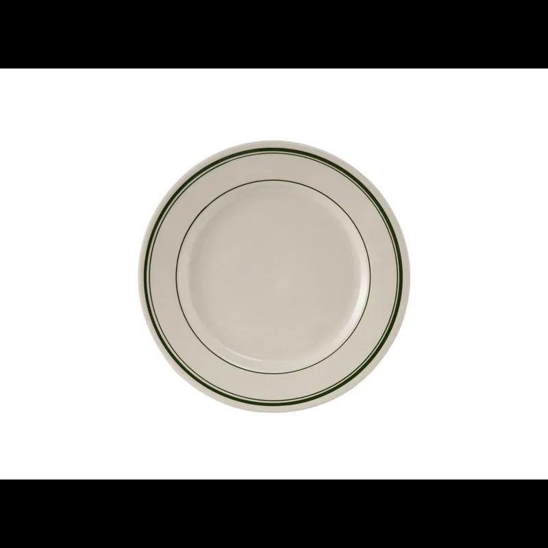 Green Bay Plate 6.625 IN China Eggshell Round Wide Rim Rolled Edge Banded Fully Vitrified 36/Case