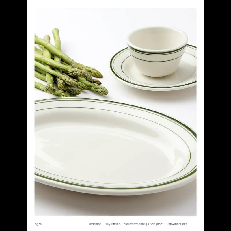 Green Bay Plate 6.625 IN China Eggshell Round Wide Rim Rolled Edge Banded Fully Vitrified 36/Case