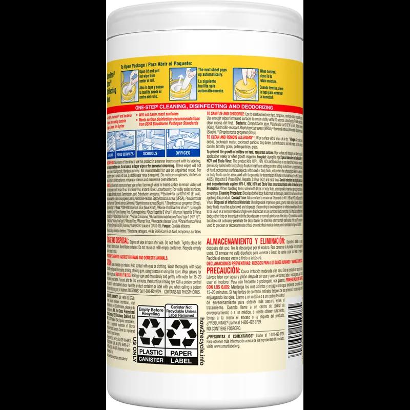 Clorox® Lemon Fresh One-Step Disinfectant Multi Surface Wipe Bleach-Free Antibacterial 75 Count/Pack 6 Packs/Case