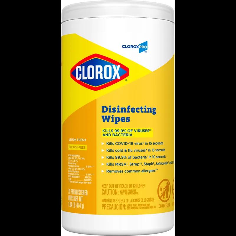 Clorox® Lemon Fresh One-Step Disinfectant Multi Surface Wipe Bleach-Free Antibacterial 75 Count/Pack 6 Packs/Case