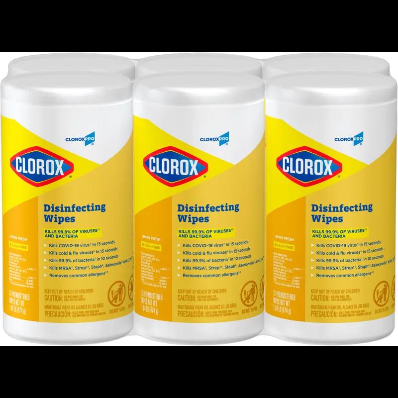 Clorox® Lemon Fresh One-Step Disinfectant Multi Surface Wipe Bleach-Free Antibacterial 75 Count/Pack 6 Packs/Case
