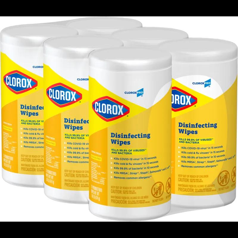 Clorox® Lemon Fresh One-Step Disinfectant Multi Surface Wipe Bleach-Free Antibacterial 75 Count/Pack 6 Packs/Case
