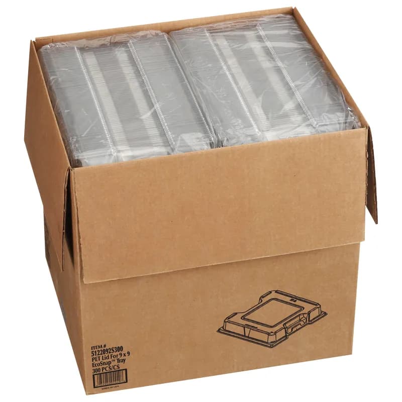 Lid Dome PET Clear For Kraft 9” x 9” EcoSnap Square Container 300/Case