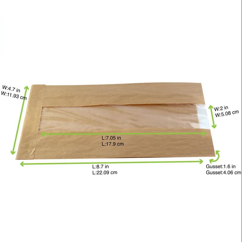 Vista Chic Cold & Hot Bag 4.7X8.7+2 IN Paper Kraft With Window 1000 Count/Case