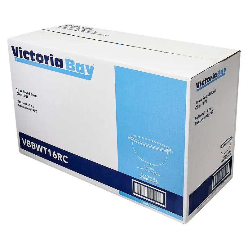 Victoria Bay Bowl 16 OZ PET Clear Round Freezer Safe 50 Count/Pack 10 Packs/Case 500 Count/Case