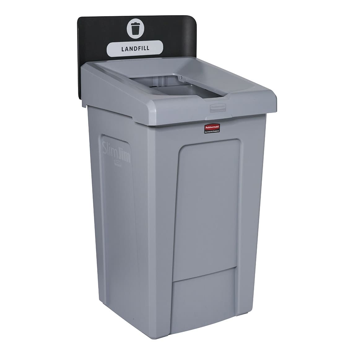 Slim Jim® Landfill 1-Stream Recycling Station 19.63X2.06X14.63 IN 33 GAL Black Resin Billboard 1/Each