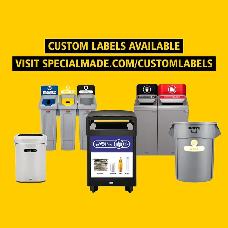 Slim Jim® Landfill 1-Stream Recycling Station 19.63X2.06X14.63 IN 33 GAL Black Resin Billboard 1/Each