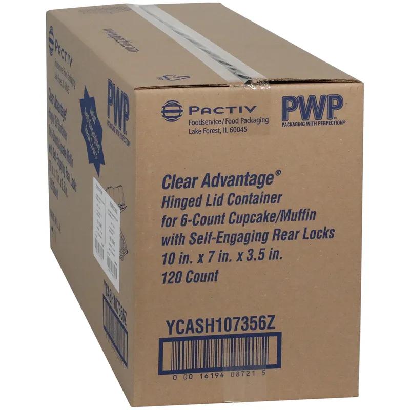 Cupcake Hinged Container With Dome Lid 9.84X6.95X3.43 IN 6 Compartment PET Clear Rectangle 120/Case