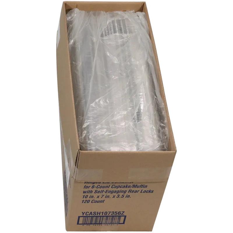 Cupcake Hinged Container With Dome Lid 9.84X6.95X3.43 IN 6 Compartment PET Clear Rectangle 120/Case