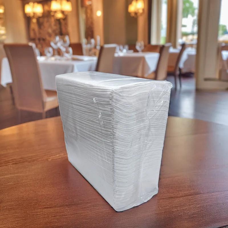 Victoria Bay Dinner Napkins 17X17 IN 4.2X8.6 IN White Virgin Paper 3PLY 1/8 Fold 125 Count/Pack 16 Packs/Case