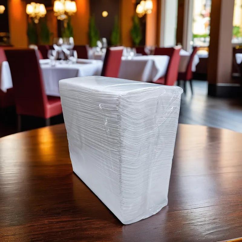 Victoria Bay Dinner Napkins 17X17 IN 4.2X8.6 IN White Virgin Paper 3PLY 1/8 Fold 125 Count/Pack 16 Packs/Case