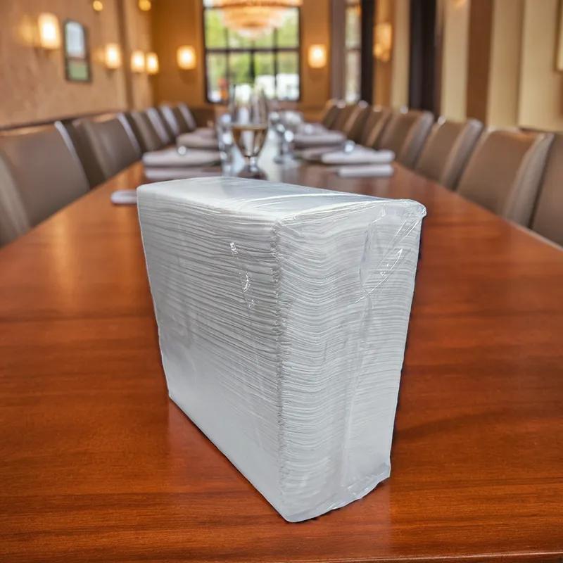 Victoria Bay Dinner Napkins 17X17 IN 4.2X8.6 IN White Virgin Paper 3PLY 1/8 Fold 125 Count/Pack 16 Packs/Case