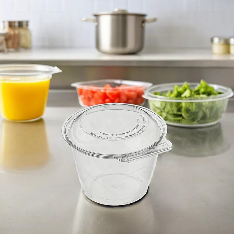 WNA Deli Container Hinged 48 OZ Plastic Round Tamper-Evident Tamper-Resistant 135/Case