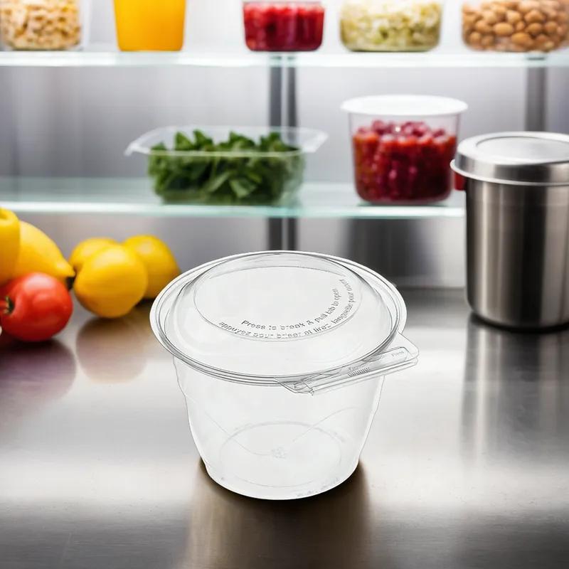 WNA Deli Container Hinged 48 OZ Plastic Round Tamper-Evident Tamper-Resistant 135/Case