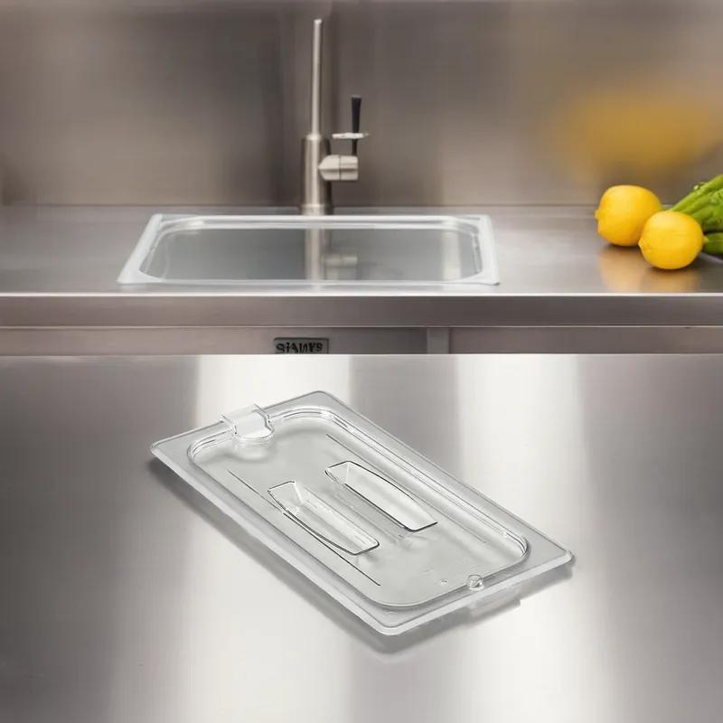 Camwear® Food Pan Cover 1/3 Size 6.94X12.75 IN Clear Rectangle PC Dishwasher Safe Slotted 1/Each