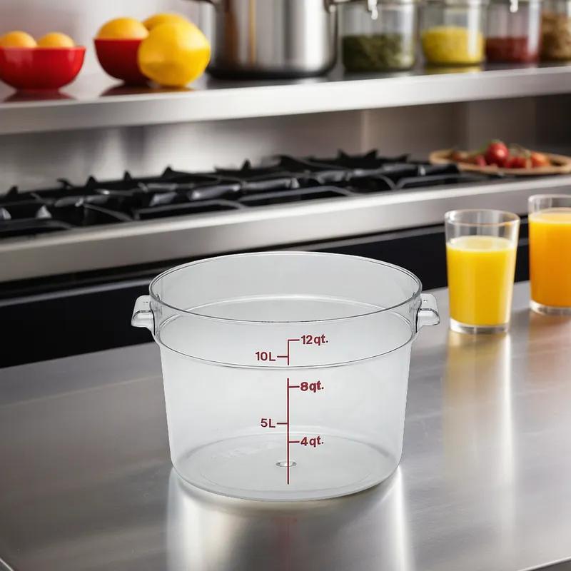 Camwear® Food Storage Container 14.88X8.38 IN 12 QT Clear Round PC Dishwasher Safe 1/Each