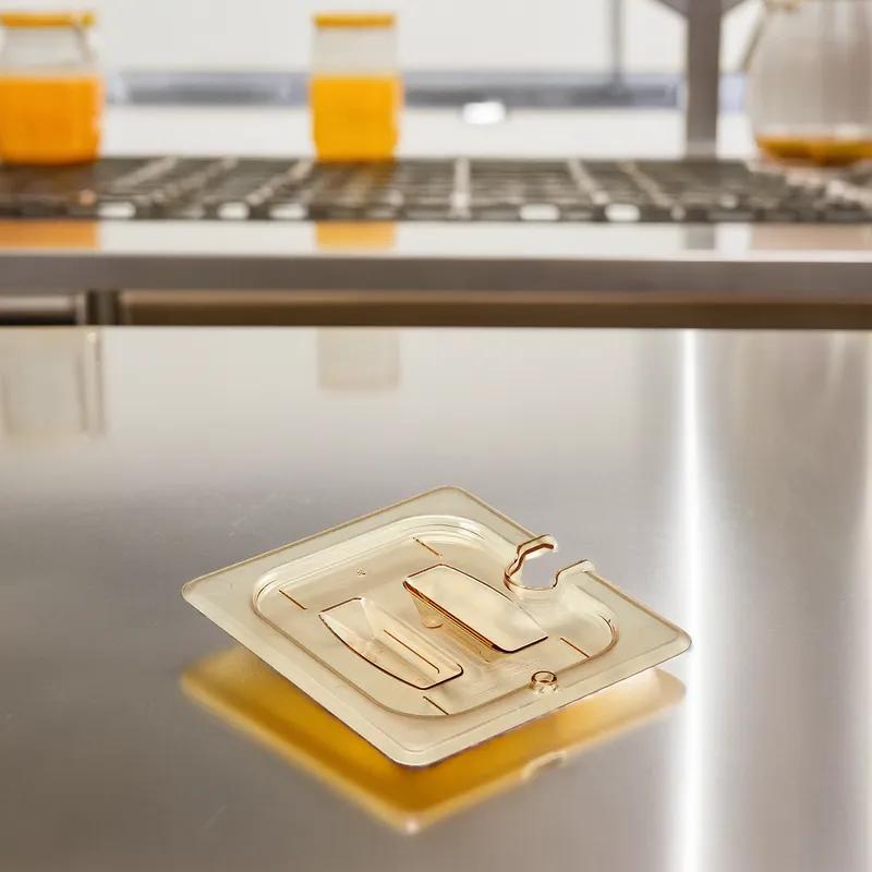 H-Pan® High Temperature Lid Food Pan 1/6 Size Amber 1/Each