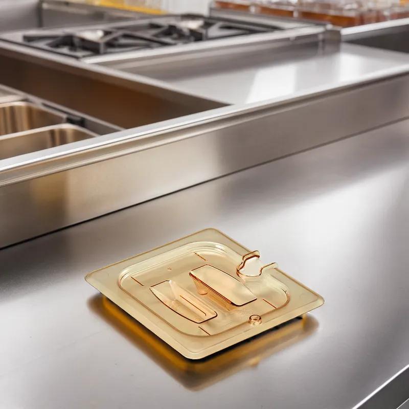 H-Pan® High Temperature Lid Food Pan 1/6 Size Amber 1/Each