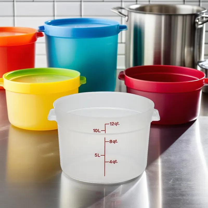 Food Storage Container 14.88X8.38 IN 12 QT Translucent Round PP Dishwasher Safe 1/Each