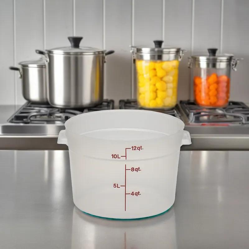 Food Storage Container 14.88X8.38 IN 12 QT Translucent Round PP Dishwasher Safe 1/Each