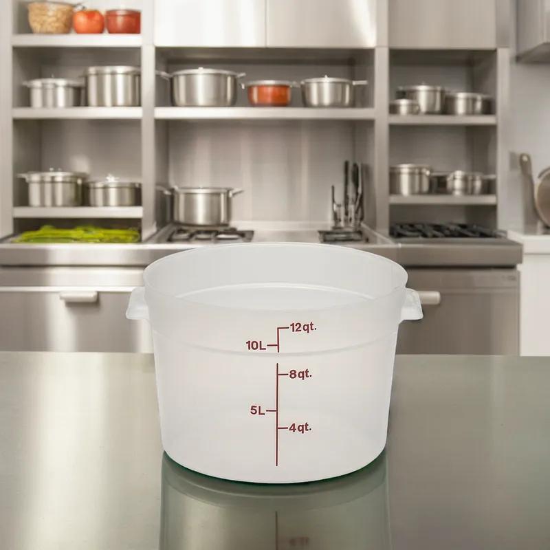 Food Storage Container 14.88X8.38 IN 12 QT Translucent Round PP Dishwasher Safe 1/Each