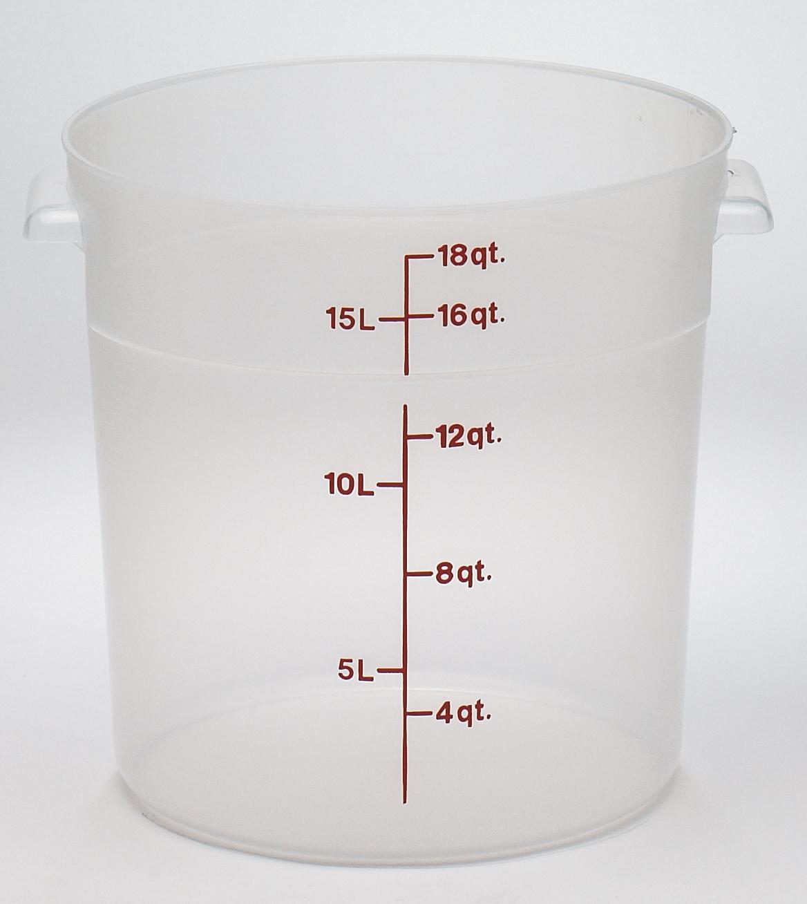 Food Storage Container 14.875X12 IN 18 QT Translucent Round PP 1/Each