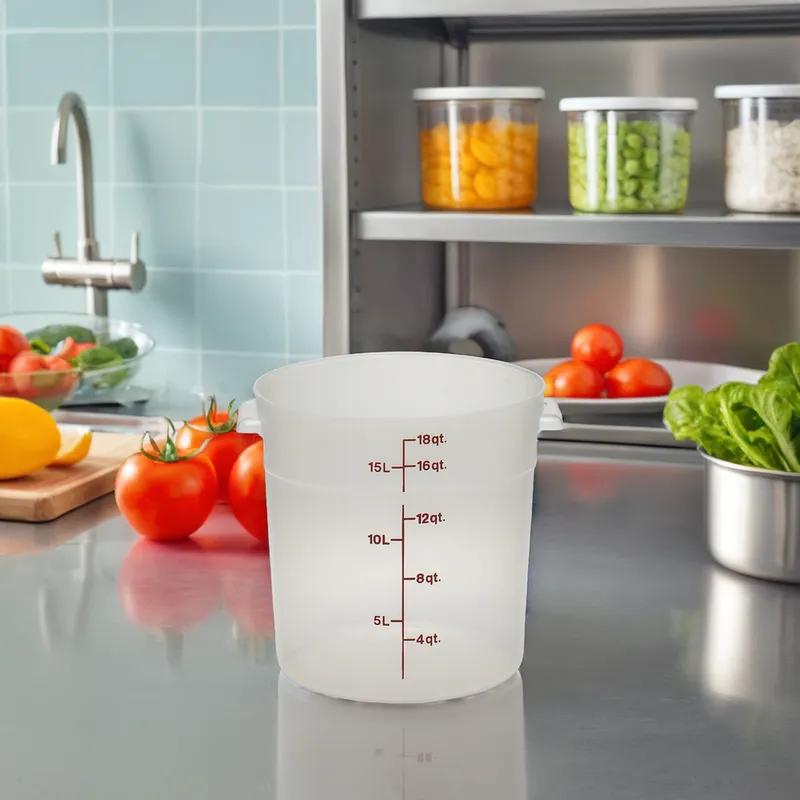Food Storage Container 14.875X12 IN 18 QT Translucent Round PP 1/Each