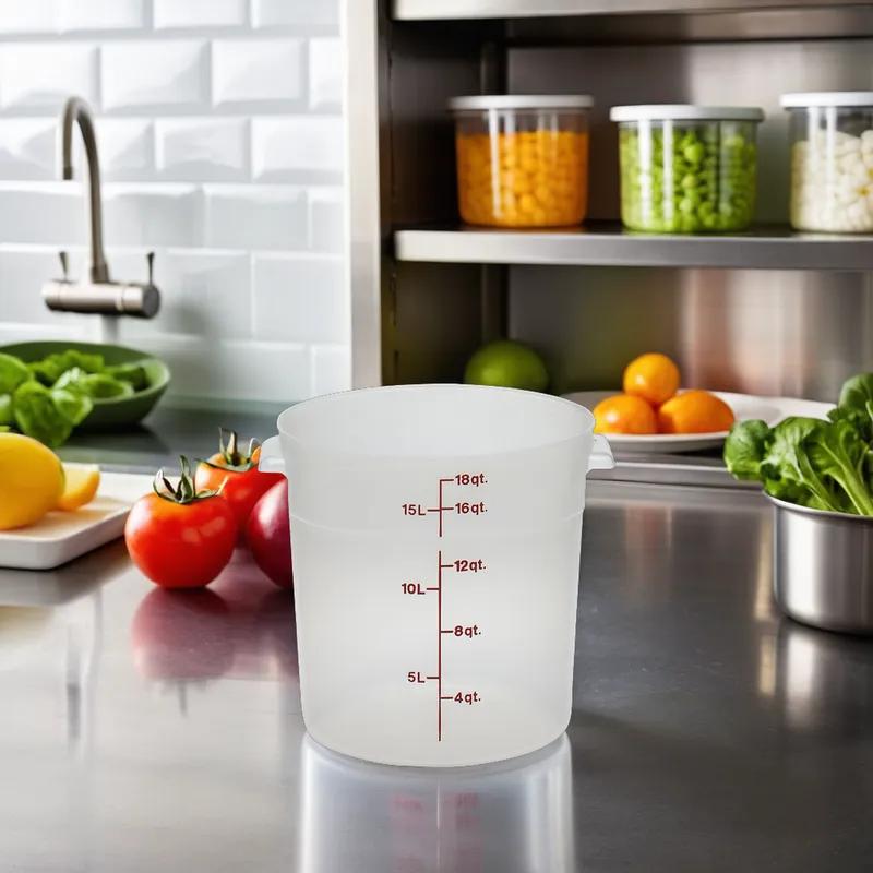 Food Storage Container 14.875X12 IN 18 QT Translucent Round PP 1/Each