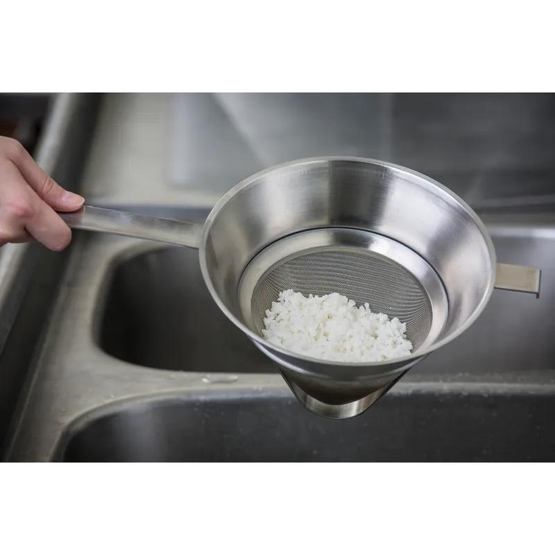 Bouillon Strainer 9.75 IN 2.5 QT 18/8 Stainless Steel Round Reinforced Dishwasher Safe 1/Each