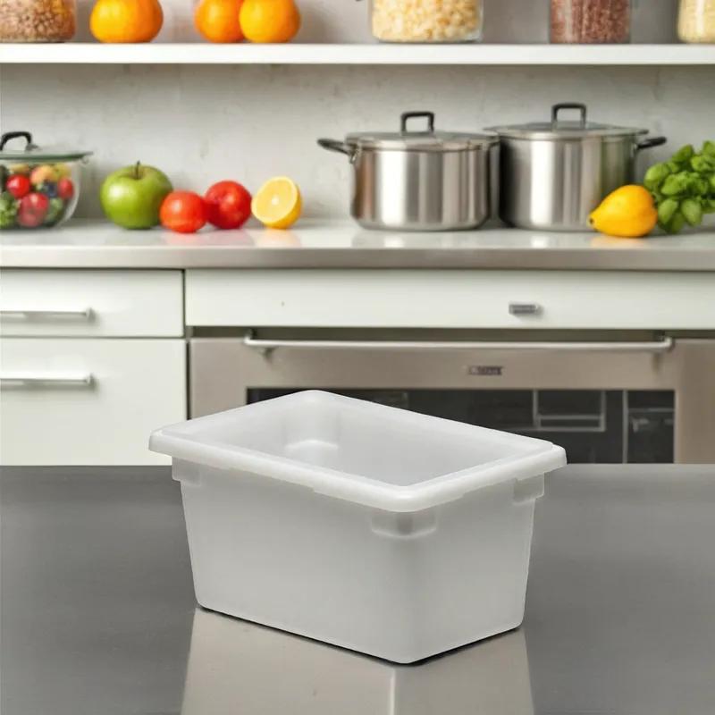Food Storage Box 12X8X9 IN 4.75 GAL White PE Dishwasher Safe 1/Each