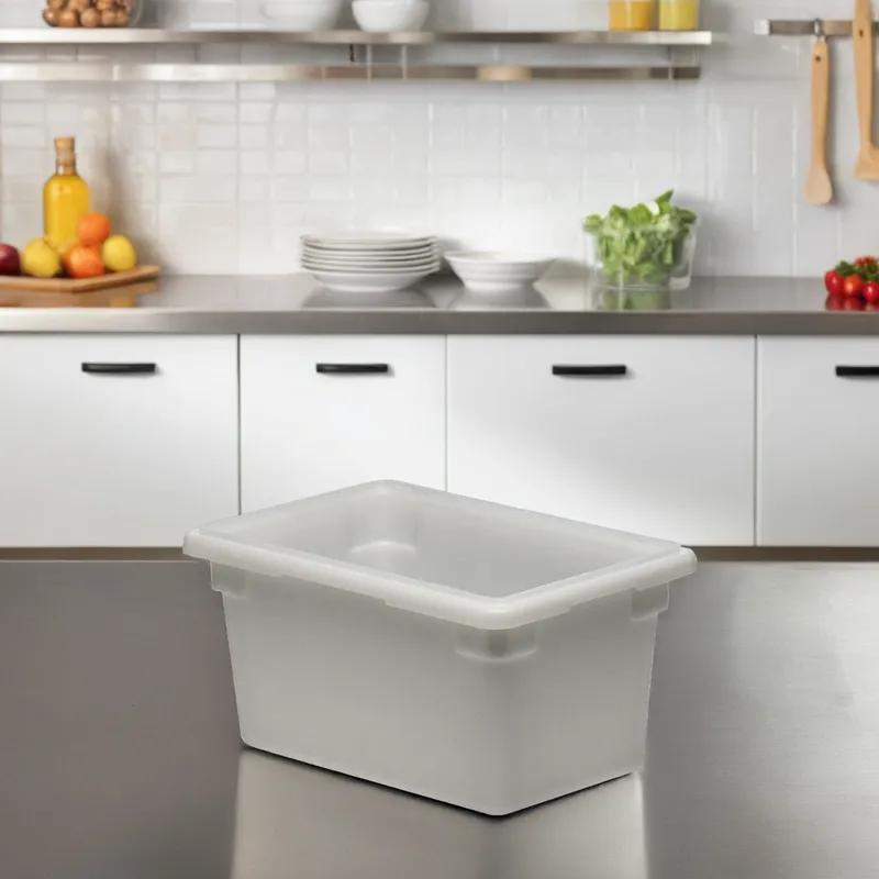 Food Storage Box 12X8X9 IN 4.75 GAL White PE Dishwasher Safe 1/Each