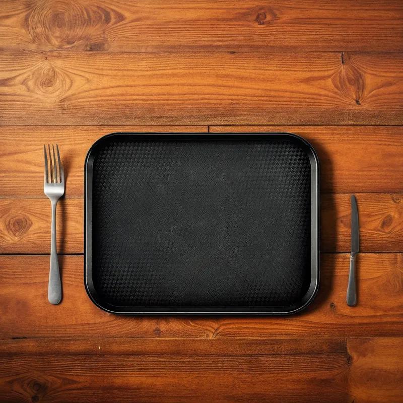 Cafeteria Tray 17.75X13.81 IN Plastic Black Dishwasher Safe 1/Each