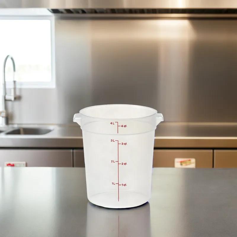 Food Storage Container 4 QT Translucent Round PP Freezer Safe 1/Each