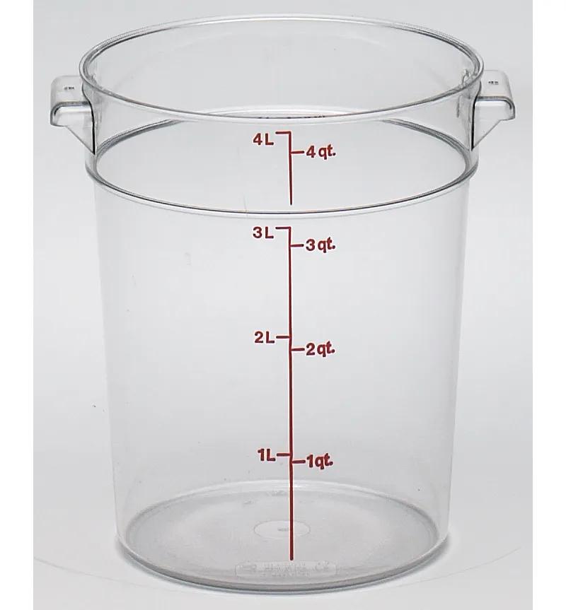 Camwear® Food Storage Container 4 QT Clear Round PC Dishwasher Safe Freezer Safe 1/Each