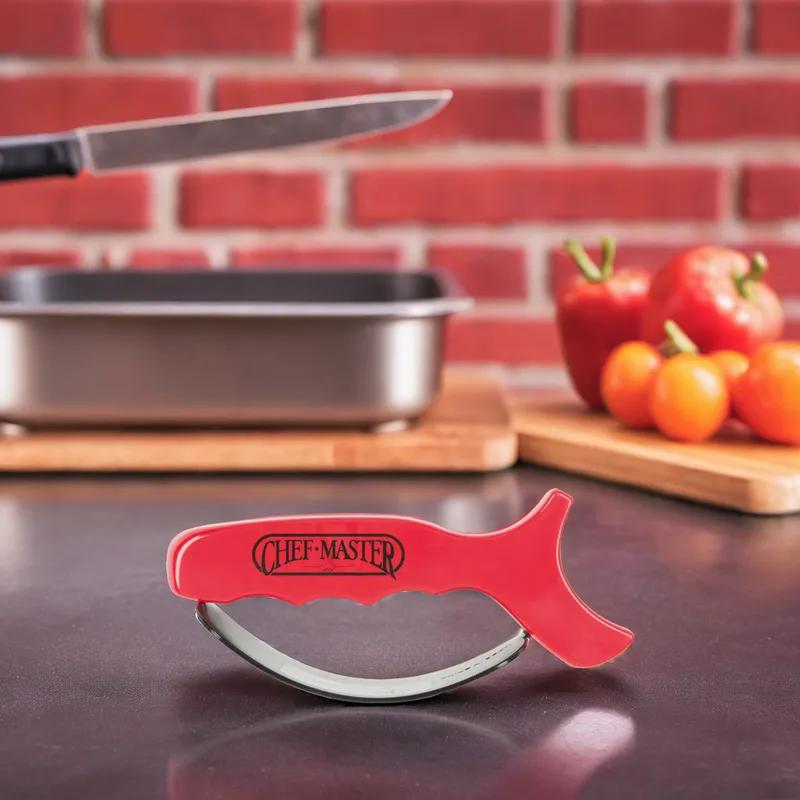 Knife Sharpener Plastic Metal Red Handheld Reversible Carbide Blade 1/Each