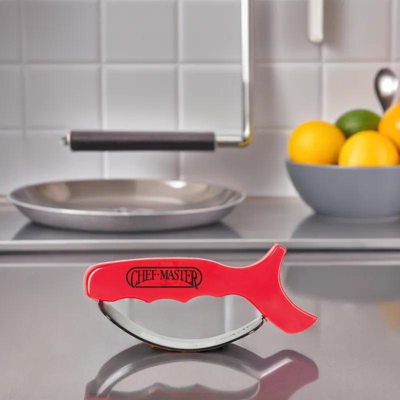 Knife Sharpener Plastic Metal Red Handheld Reversible Carbide Blade 1/Each