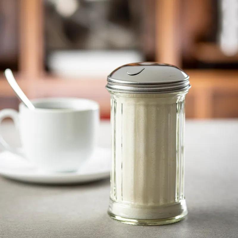 Sugar Pourer 3.06X3.06X5.625 IN 12 OZ Glass Clear With Side Flap Top Panelled Fluted 1/Each