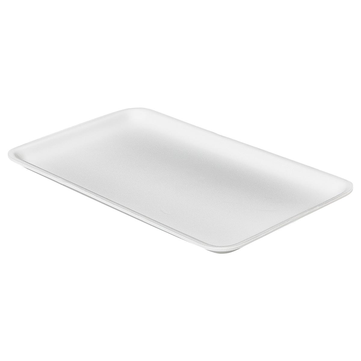 16S Meat Tray 7.38X12.38X0.63 IN 1 Compartment Polystyrene Foam White Rectangle 250/Case