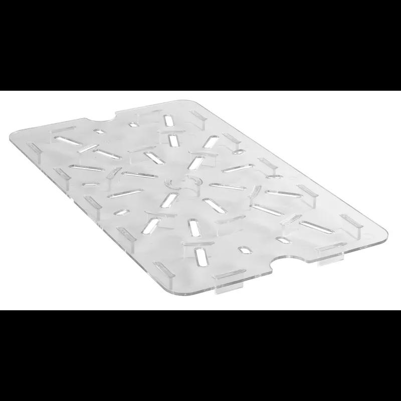 Camwear® Drain Drip Tray 1/2 Size 10.5X8X0.625 IN Clear Rectangle PC Dishwasher Safe Perforated Freezer Safe 1/Each