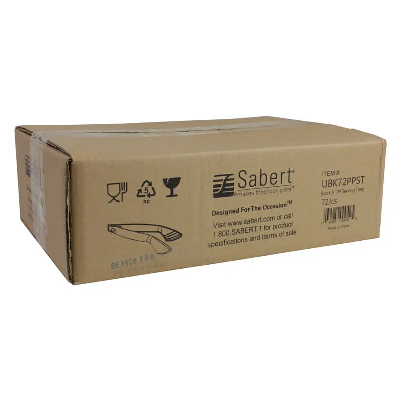 Tongs 6 IN PP Black 72/Case