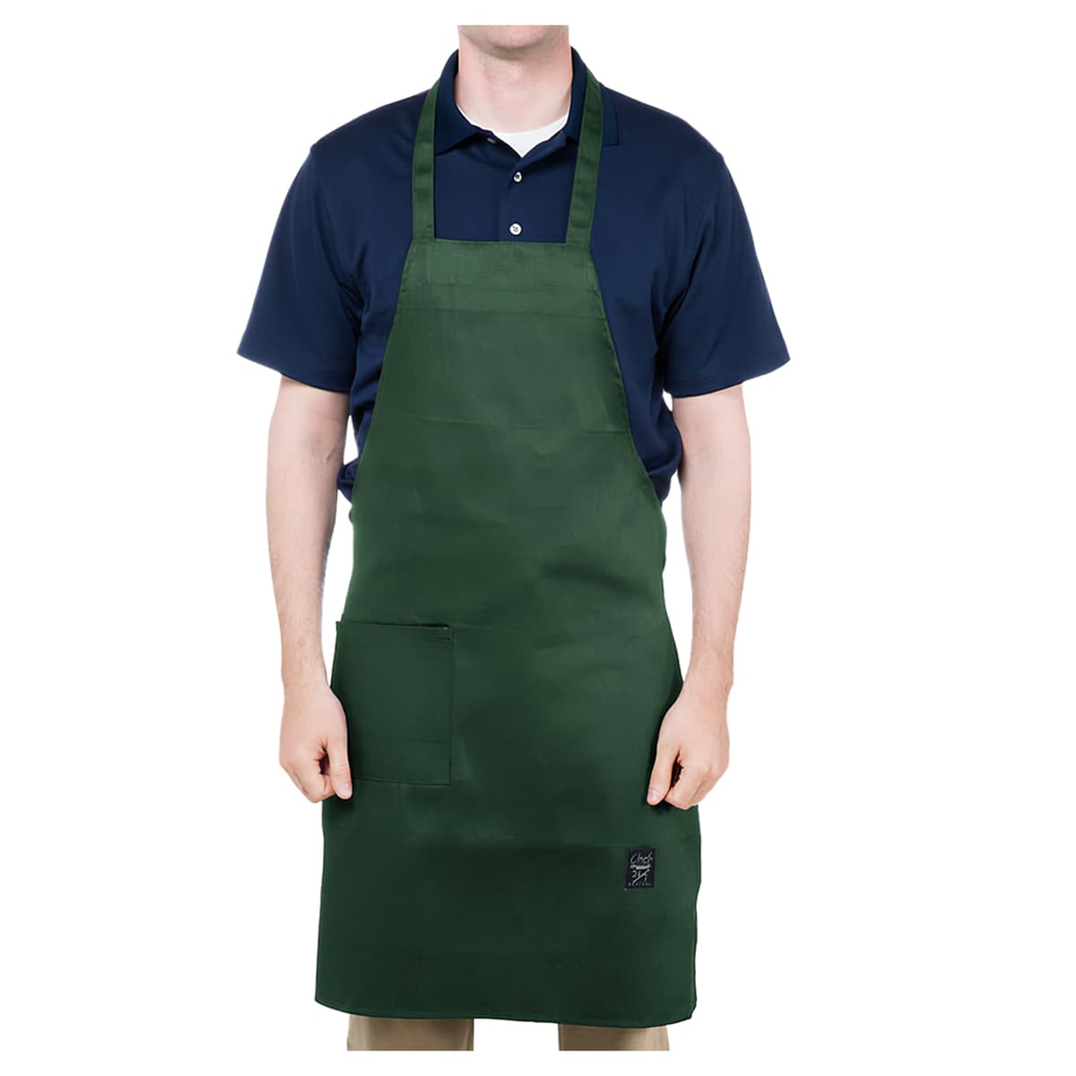 Bib Apron 8X8 IN Hunter Green Poly Cotton Single Pocket Mid 1/Each