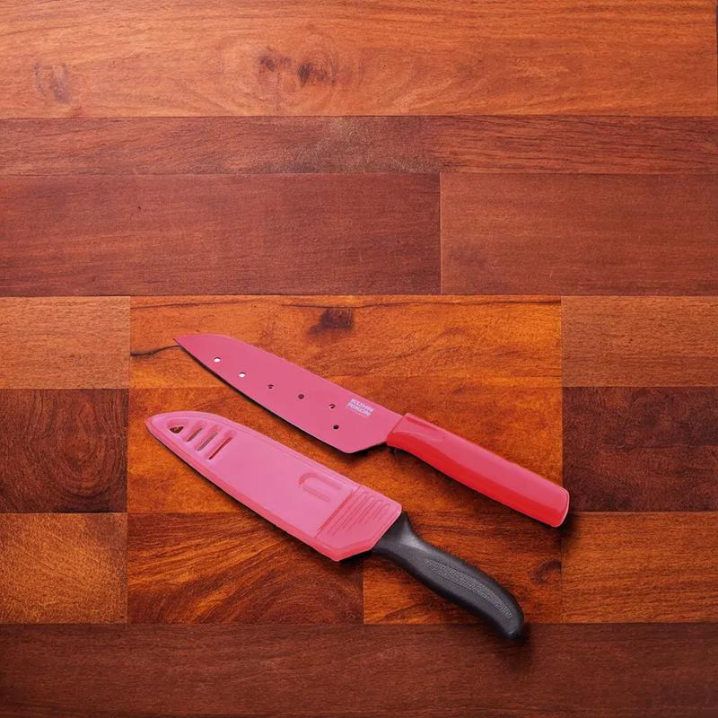 Colori Santoku Knife 9X1.5X0.3 IN Stainless Steel Red Small Japanese Style Blade 1/Each