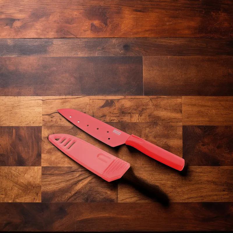 Colori Santoku Knife 9X1.5X0.3 IN Stainless Steel Red Small Japanese Style Blade 1/Each